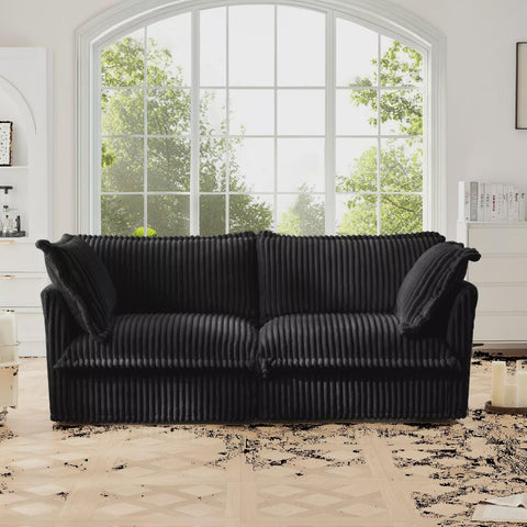 Slipcovered Sectional Sofa, 2 Seater Sofa with Removable Cover