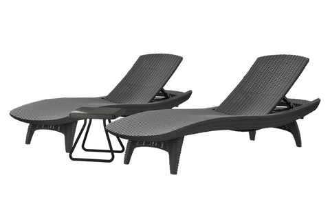 Pacific Chaise Sun Lounger Set with Table - Graphite