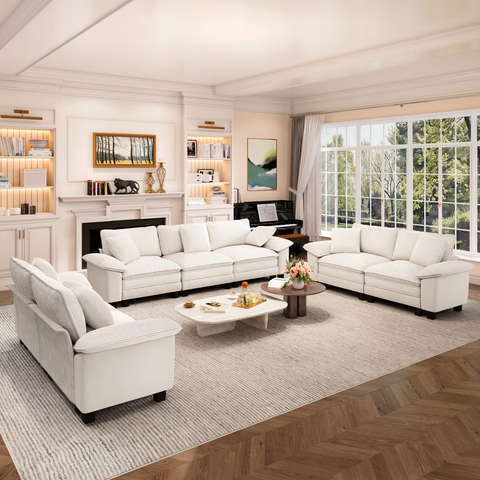 Captiva Designs Cloud Modular 7PC Sectional Sofa Set-corduroy