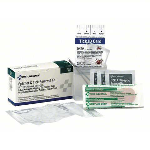 FIRST AID ONLY Splinter/Tick Removal Kit: Splinter & Tick, 1 People Served, 16 Components, Plastic
