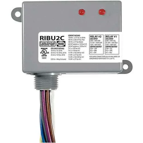 RIB® Enclosed Relays RIBU2C, 10A, 2 SPDT 10-30VAC/DC/120VAC