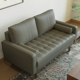 Tree City- 58" Faux Leather Loveseat Sofa, Mid-Century Modern 2-Seater Couch