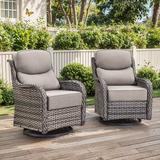 Planntonneo  Patio Wicker Swivel Glider Chairs with 6-Inch Cushions