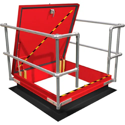 Kee Safety® Roof Hatch Railing Kit with Offset Handles & No Gate, Galvanized Steel, 36"L