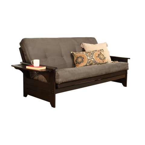 Full Wheaton Coil Spring Mattress Futon Gray Suede - Dual Comfort