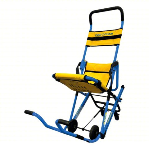 EVAC-CHAIR Stair Chair: 400 lb Load Capacity, Assisted, Descending, Aluminum, Blue/Yellow