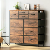 10 Drawer Dresser, Chest of Drawers for Bedroom with Side Pockets and Hooks