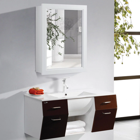 Bathroom Mirror Cabinet Wall Mounted Kitchen Medicine Storage Adjustable Shelf