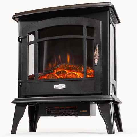 20 in. 1500-Watt Freestanding Compact Electric Infrared Quartz Fireplace Heater w/3-Sided Glass Panels in Vintage Black