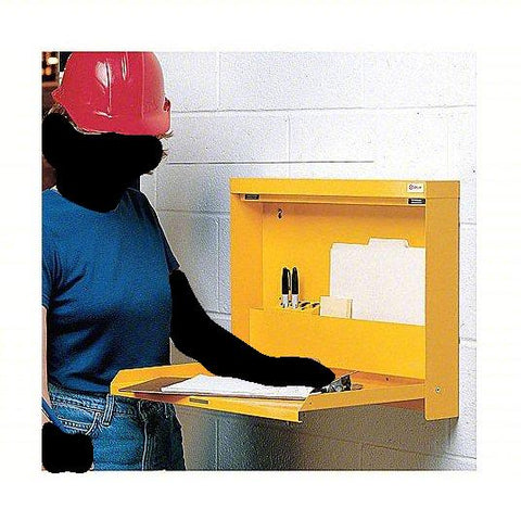 WALLWRITE Folding Wall Mounted Desk: WW-101 Series, 20 in Overall Wd, 16 3/8 in Overall Ht, Yellow