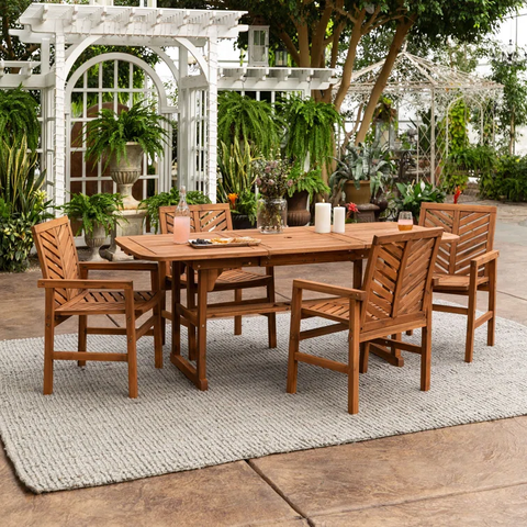 Alfonsi Acacia Wood Patio Dining Table Set