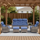 Opohoro Outdoor Swivel Rocker Patio Chairs Set with 6 inch Thick Cushions, High Back Wicker Outdoor Patio Furniture Set