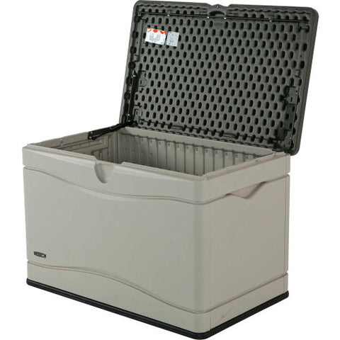 Outdoor Deck Storage Box 80 Gallon, Sand w/Brown Lid