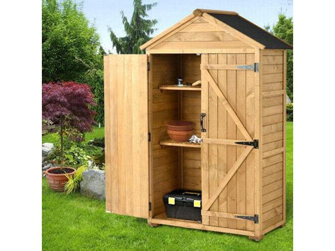 Outdoor Wood Lean-to Storage Shed Tool Organizer with Waterproof Asphalt Roof