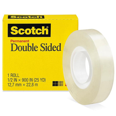 3M 665 Scotch® Double-Sided Tape - 1⁄2" x 25 yds