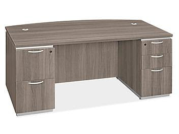 Downtown Executive Office Desk w/ Bow Front - 72 x 36", Gray