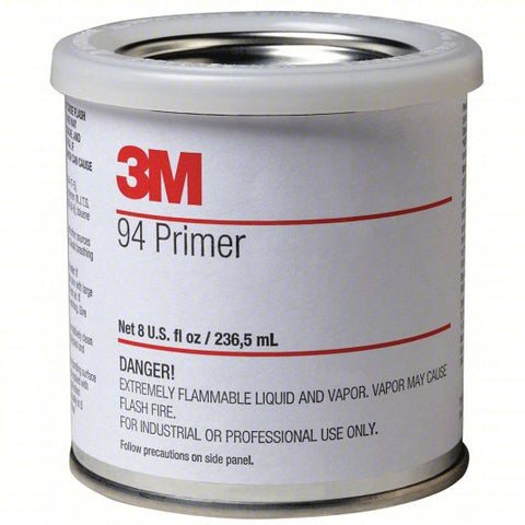 3M Primer: Primer 94, 0.5 pt, Can, Clear, For Acrylic Structural Adhesive