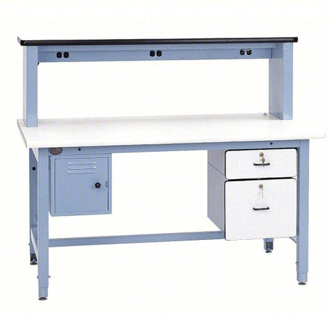 PRO-LINE Workbench with Riser: Adj Ht, Laminate, 72 in x 30 in, 5,000 lb Overall Load Capacity, Blue