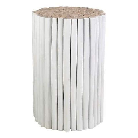 Serenity White Teak Round Stool