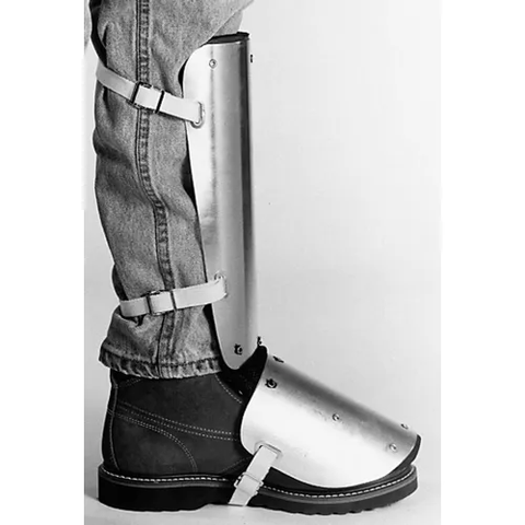 Ellwood Safety Shin-Instep Guards, Web Straps, Aluminum Alloy,