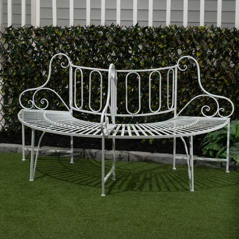 Hi-Line Gift Ltd. White Metal Tree Garden Bench