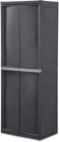 Sterilite 4 Shelf Cabinet, Lockable Utility Storage w/ Adjustable Shelves, Gray - Plastic
