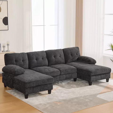 KTMBDW Modular Sectional Sofa, U-shaped Sofa Chenille Couch with Dual Chaise Lounges