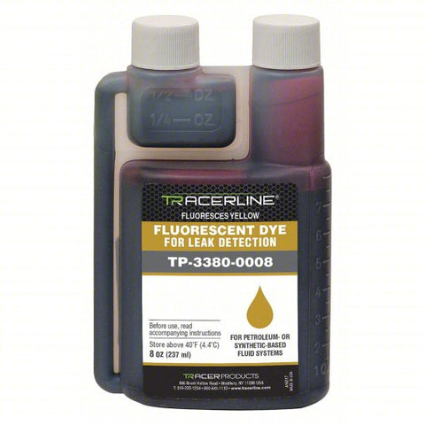 Fluorescent Leak Detection Dye, Yellow: 8 oz Capsule Size, Oil-Based, Ester Oil