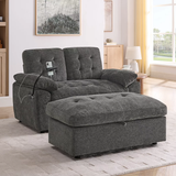 56"w Modern Luxe Upholstered Loveseat Soft Padded Couch Recliner Lounge Sofa Sleeper with Storage Ottoman, Adjustable Back,
