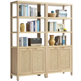 5 Tier Bookshelf Set of 2, Farmhouse 5 Shelf Bookcase with Doors Library Storage Cabinet
