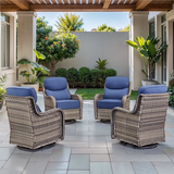 Opohoro Outdoor Swivel Rocker Patio Chairs Set with 6 inch Thick Cushions, High Back Wicker Outdoor Patio Furniture Set
