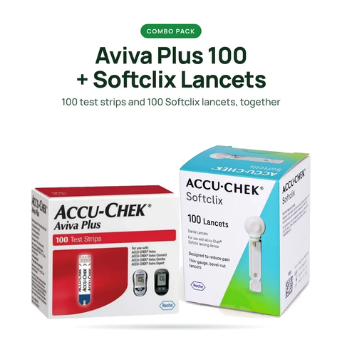Accu-Chek Aviva Plus 100ct Test Strips + Accu-Chek Softclix Lancets 100ct Combo