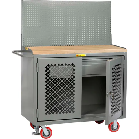 Little Giant Mobile Service Workbench w/ Pegboard Panel & Drawer, 48"W x 24"D, Gray