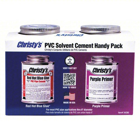 CHRISTY'S Cement and Primer: Red Hot Blue Glue & Purple Primer Handy Pack, 8 oz, Can, Blue/Purple