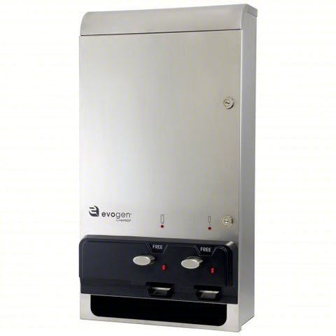 EVOGEN Coin Free Dual Dispenser: Silver, Stainless Steel, 26 in Ht, 5 5/8 in Wd, 14 in Lg