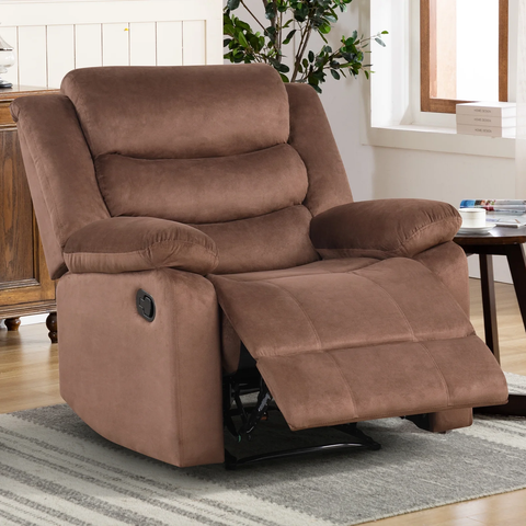 Widen Recliner Chair with Comfortable Arms and Back Single Sofa for Living Room, Brown