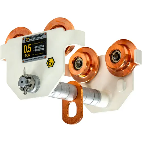 OZ Lifting Products Spark Resistant Push Beam Trolley, 1/2 Ton Capacity