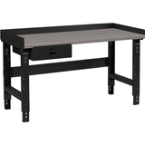 72 x 30 Adj Height Workbench w/Drawer, Black- Steel Square Edge Top