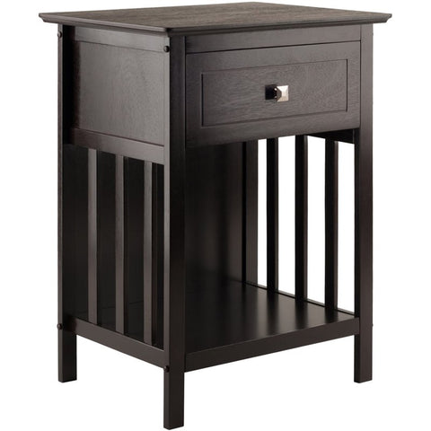 marcal 1 Drawer Transitional Solid Wood Storage End Table in Coffee