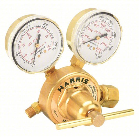 HARRIS Gas Regulator: Single Stage, CGA 540 Inlet, 9/16"-18 M RH Outlet, 50 psig, Neoprene Diaphragm
