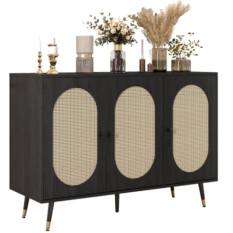 Buffet Cabinet, Rattan Sideboard Storage Cabinet