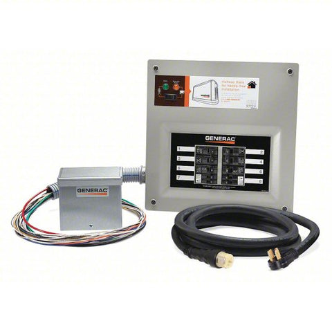 GENERAC Manual Transfer Switch Kit: Single Phase, 120/240V AC, 50 A Current Rating, 16 Spaces, 1