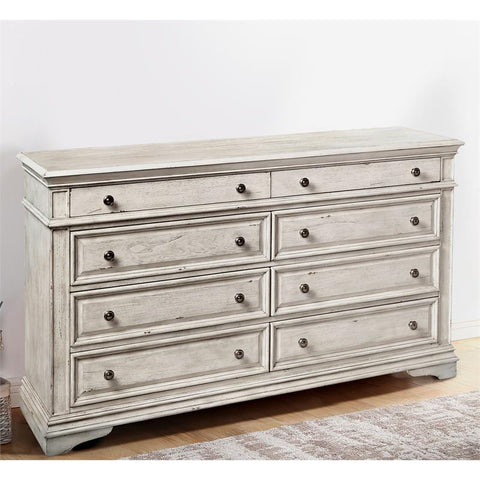 Farmhouse Highland Park Rustic Ivory Wood 8-drawer Dresser in White