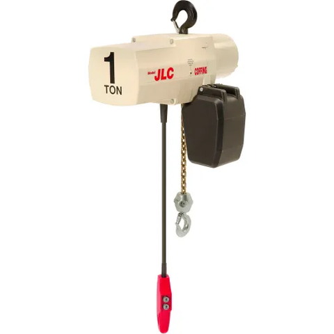 Coffing® JLC 1 Ton, Electric Chain Hoist W/ Chain Container, 15' Lift, 16 FPM, 115/230V