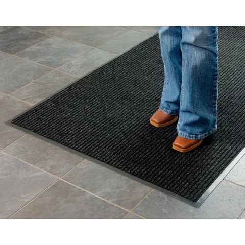 Deep Cleaning Ribbed Entrance Mat 3x10 Charcoal