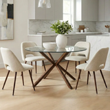 Aunnika 5-Piece Round Dining Set with Tempered Glass Table