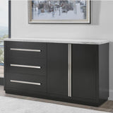 Anxhela 66" Wide Marble Top, 2 Door 3 Drawer Credenza