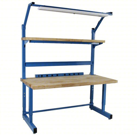 BENCHPRO Workbenches: Adj Ht, Laminate, 60 in x 30 in, 5,000 lb Overall Load Capacity, Blue
