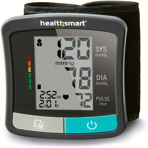 HEALTHSMART Digital Blood Pressure Monitor: Blood Pressure Monitor, Wrist, Adult, Nylon, Black