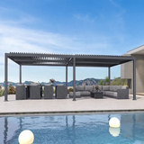 Outdoor Louvered Pergola with Adjustable Hardtop Roof Patio Pergola Deck Garden Yard